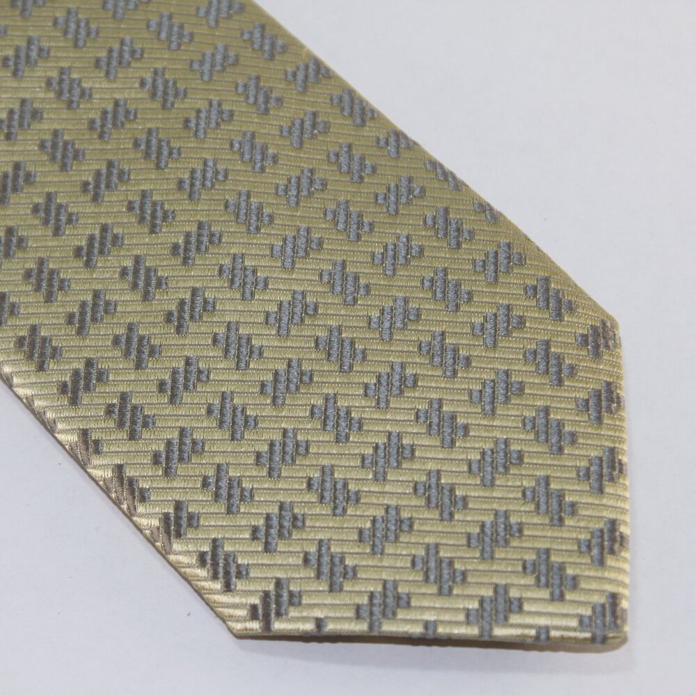 Extra Long Lanae Joy Silk Tie - Exclusive Private Label -  Pale Yellow Gray NEW